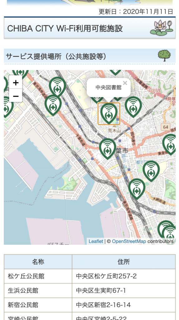 CHIBA CITY Wi-Fi マップ
